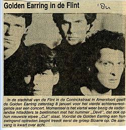 Golden Earring January 08, 1983 Amersfoort show newspaper announcement